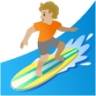 person surfing: medium-light skin tone emoji