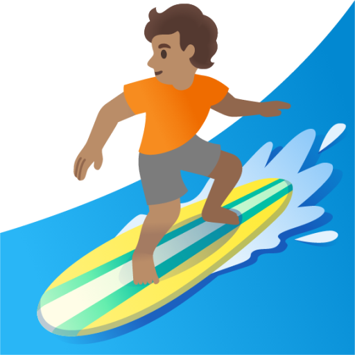 person surfing: medium skin tone emoji
