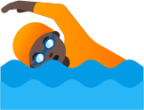 person swimming: dark skin tone emoji
