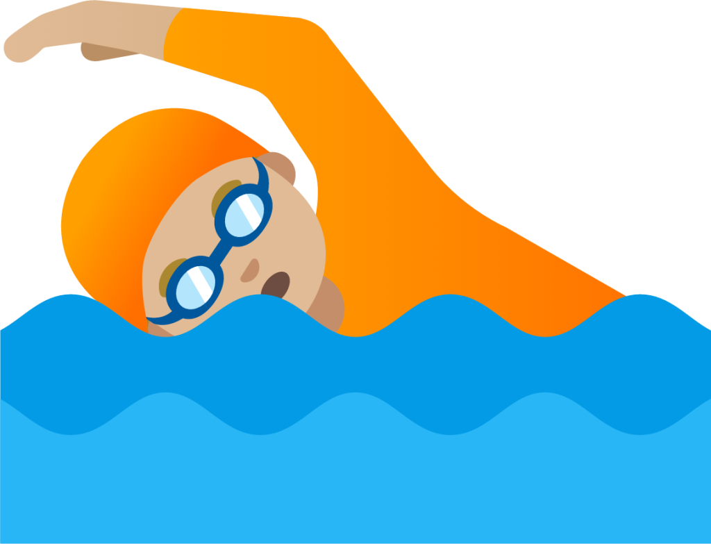 person swimming: medium-light skin tone emoji