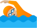 person swimming: medium-light skin tone emoji
