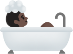 person taking bath: dark skin tone emoji