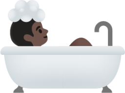 person taking bath: dark skin tone emoji