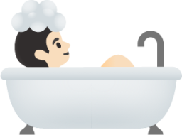 person taking bath: light skin tone emoji