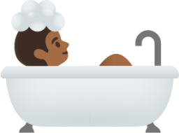 person taking bath: medium-dark skin tone emoji