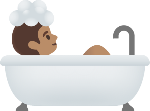 person taking bath: medium skin tone emoji