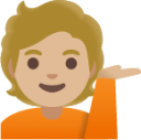 person tipping hand: medium-light skin tone emoji