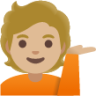 person tipping hand: medium-light skin tone emoji