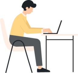 person typing at desk illustration