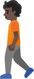 person walking: dark skin tone emoji