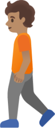 person walking: medium skin tone emoji