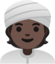 person wearing turban: dark skin tone emoji