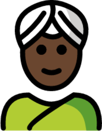 person wearing turban: dark skin tone emoji