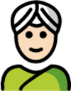 person wearing turban: light skin tone emoji