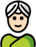 person wearing turban: light skin tone emoji