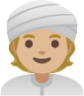 person wearing turban: medium-light skin tone emoji