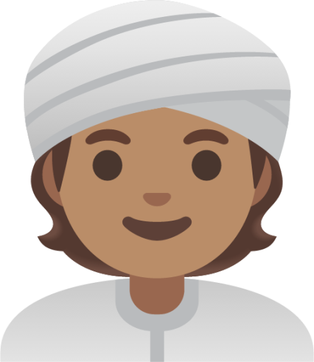 person wearing turban: medium skin tone emoji