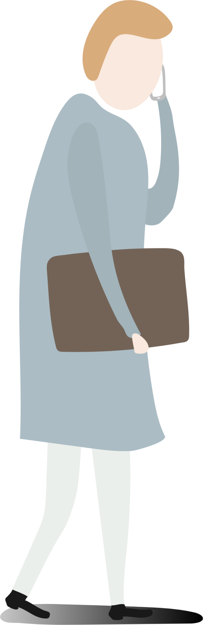 person with briefcase on the phone illustration