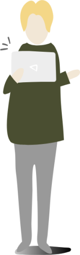 person with laptop standing illustration