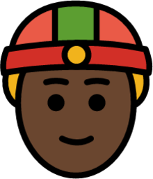 person with skullcap: dark skin tone emoji