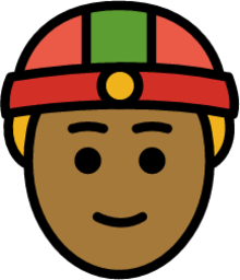 person with skullcap: medium-dark skin tone emoji