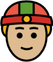 person with skullcap: medium-light skin tone emoji