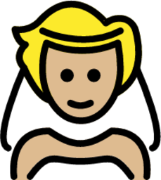 person with veil: medium-light skin tone emoji