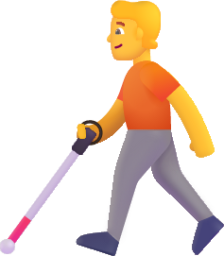 person with white cane default emoji