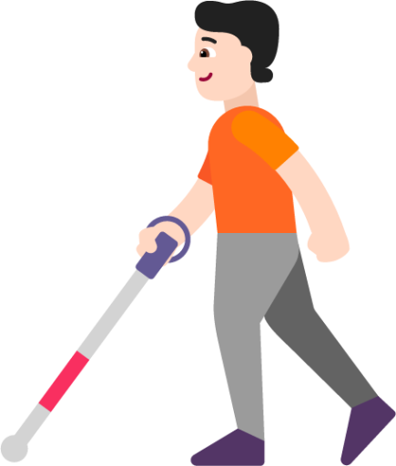 person with white cane light emoji