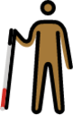 person with white cane: medium-dark skin tone emoji