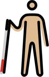 person with white cane: medium-light skin tone emoji