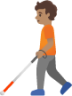 person with white cane: medium skin tone emoji
