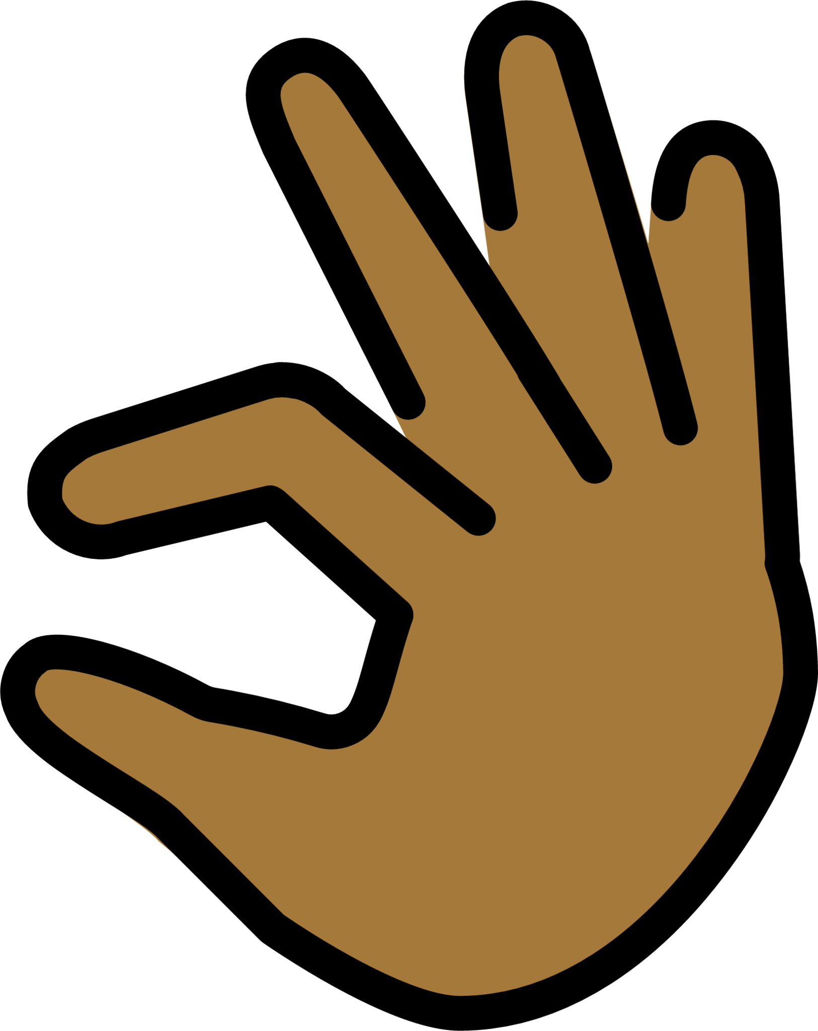 pinching hand: medium-dark skin tone emoji