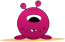 pink monster with one eye and sharp teeth icon