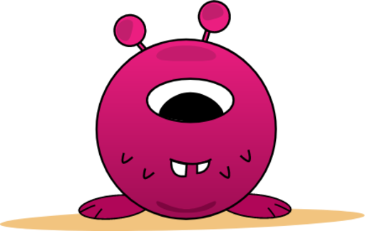 pink monster with one eye and sharp teeth icon