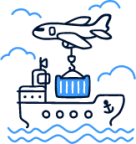 plane shipping boat illustration