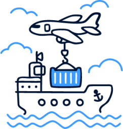 plane shipping boat illustration