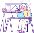 podcast recording video laptop illustration