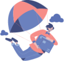 Product Release parachute sky diving sky adventure illustration
