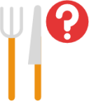 question mark knife fork icon