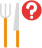 question mark knife fork icon