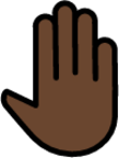 raised back of hand: dark skin tone emoji