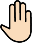 raised back of hand: light skin tone emoji