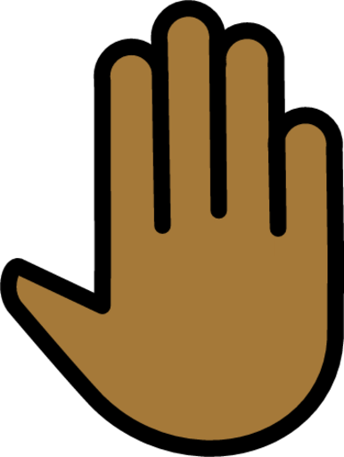raised back of hand: medium-dark skin tone emoji