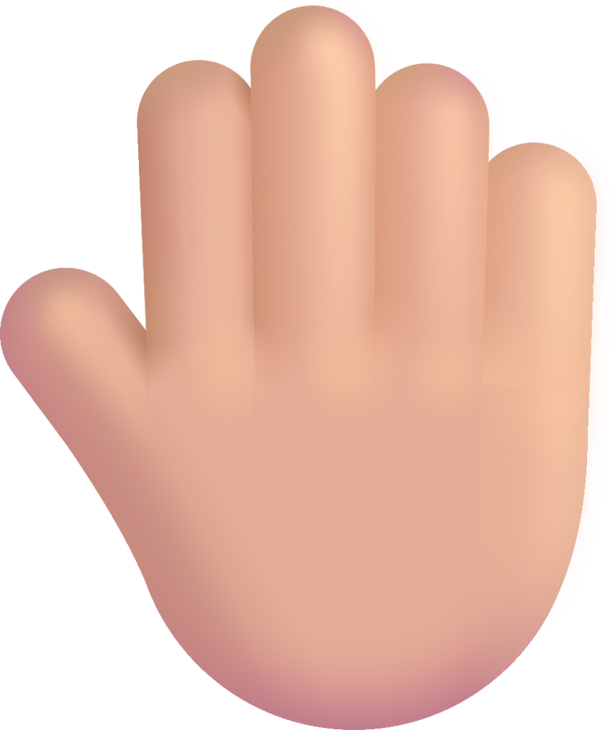 raised back of hand medium light emoji