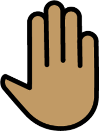 raised back of hand: medium skin tone emoji