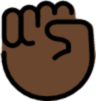 raised fist: dark skin tone emoji