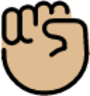 raised fist: medium-light skin tone emoji