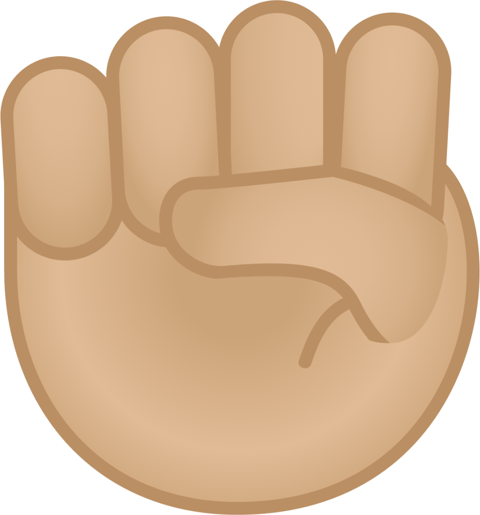 raised fist: medium-light skin tone emoji