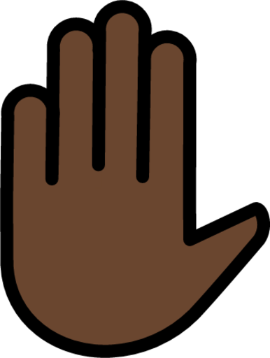 raised hand: dark skin tone emoji